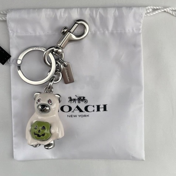 Coach Silver and Green Bear Keychain - Picture 1 of 7